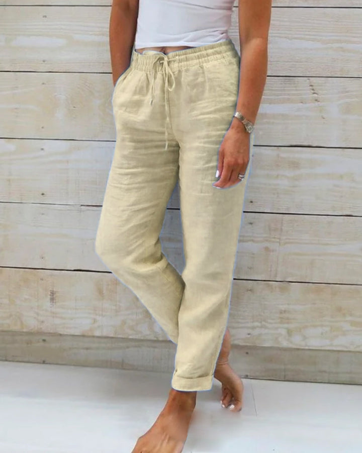 Pantalón Recto Estilo Lino